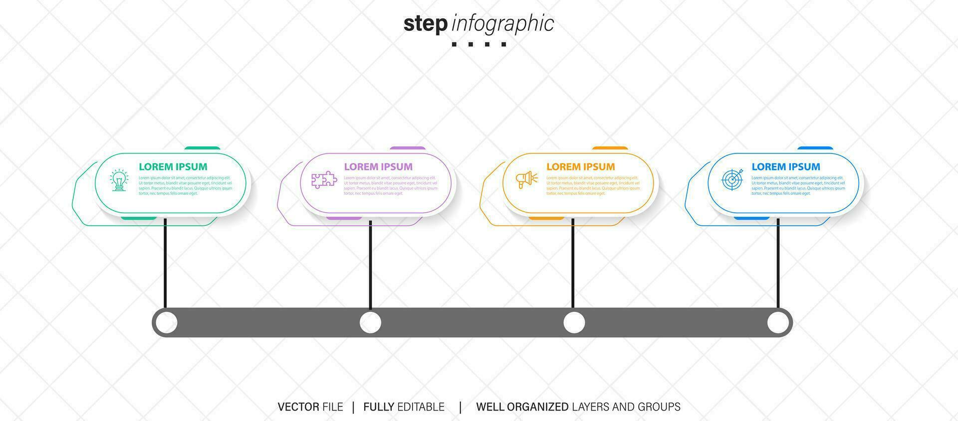 resumen elementos de grafico infografía modelo con etiqueta, integrado círculos negocio concepto con 4 4 opciones para contenido, diagrama, diagrama de flujo, pasos, partes, cronograma infografía, flujo de trabajo diseño vector