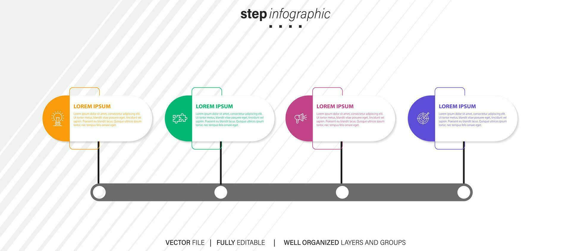 Abstract elements of graph infographic template with label, integrated circles. Business concept with 4 options. For content, diagram, flowchart, steps, parts, timeline infographics, workflow layout vector