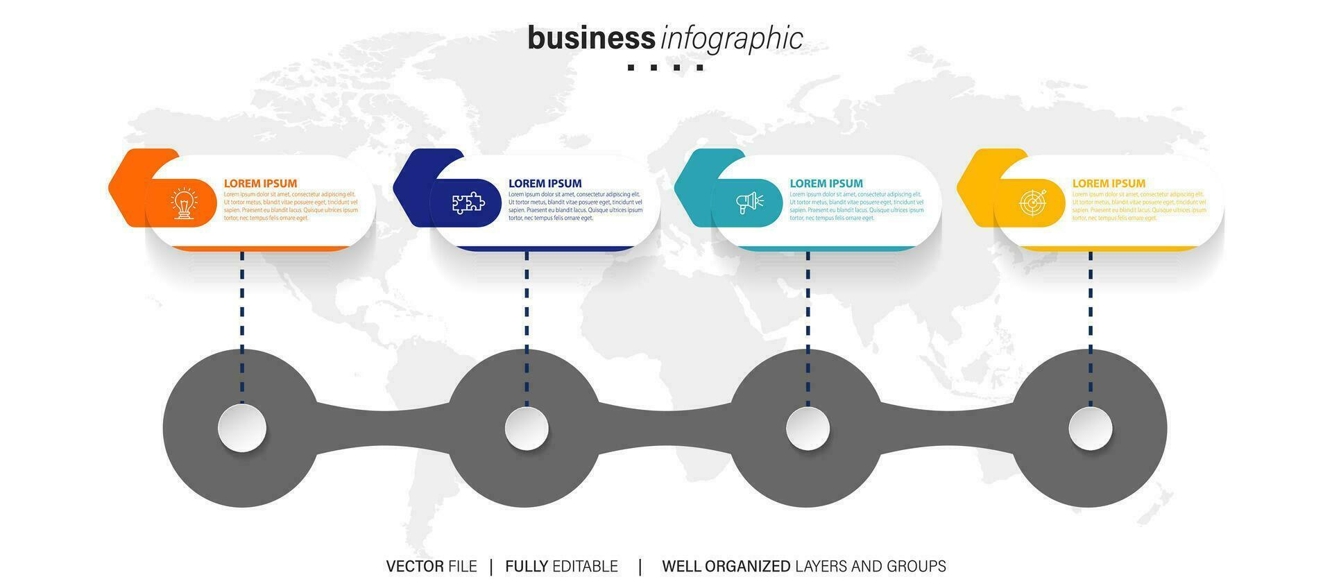 Abstract elements of graph infographic template with label, integrated circles. Business concept with 4 options. For content, diagram, flowchart, steps, parts, timeline infographics, workflow layout vector