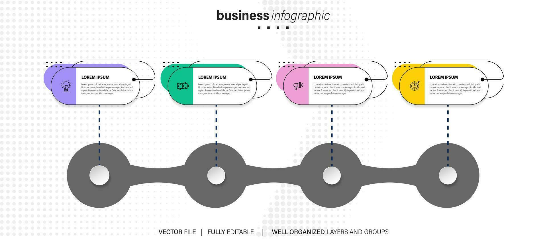 Modern 3D infographic template with 4 steps. Business circle template with options for brochure, diagram, workflow, timeline, web design. Vector EPS 10