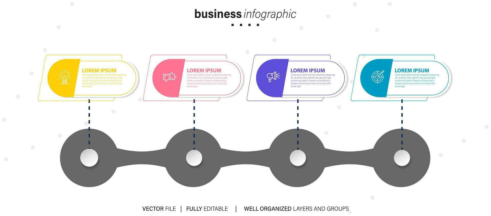 Modern 3D infographic template with 4 steps. Business circle template with options for brochure, diagram, workflow, timeline, web design. Vector EPS 10