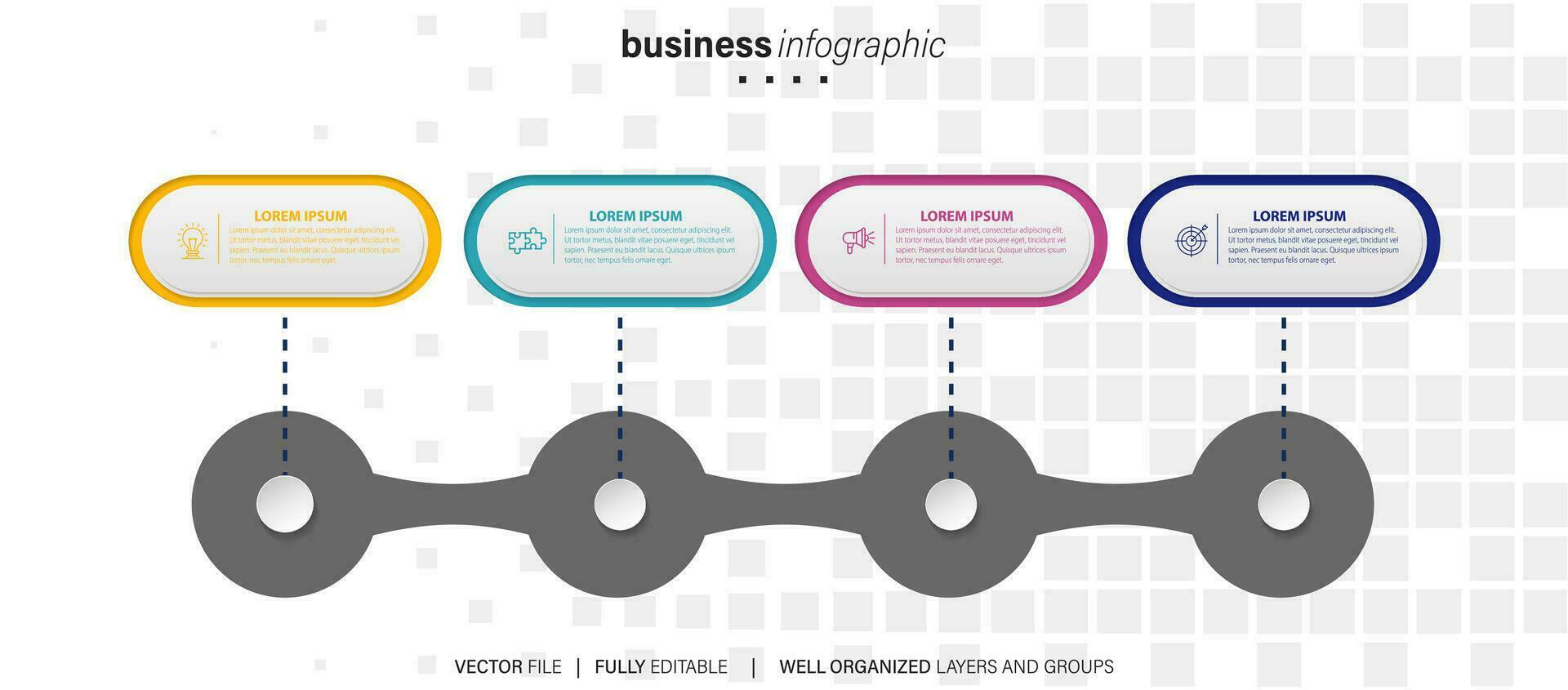 Modern 3D infographic template with 4 steps. Business circle template with options for brochure, diagram, workflow, timeline, web design. Vector EPS 10