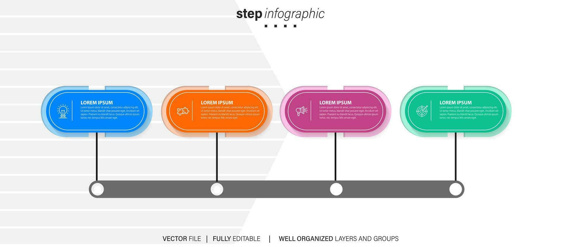 Modern 3D infographic template with 4 steps. Business circle template with options for brochure, diagram, workflow, timeline, web design. Vector EPS 10