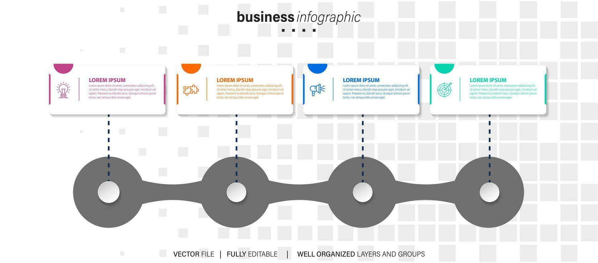 Modern 3D infographic template with 4 steps. Business circle template with options for brochure, diagram, workflow, timeline, web design. Vector EPS 10