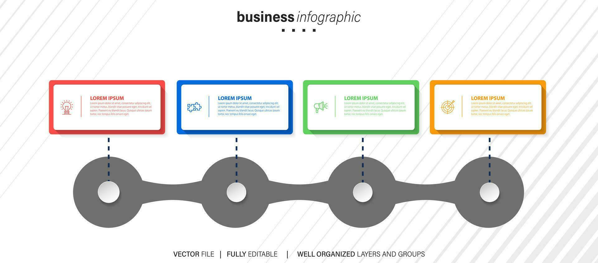 Modern 3D infographic template with 4 steps. Business circle template with options for brochure, diagram, workflow, timeline, web design. Vector EPS 10