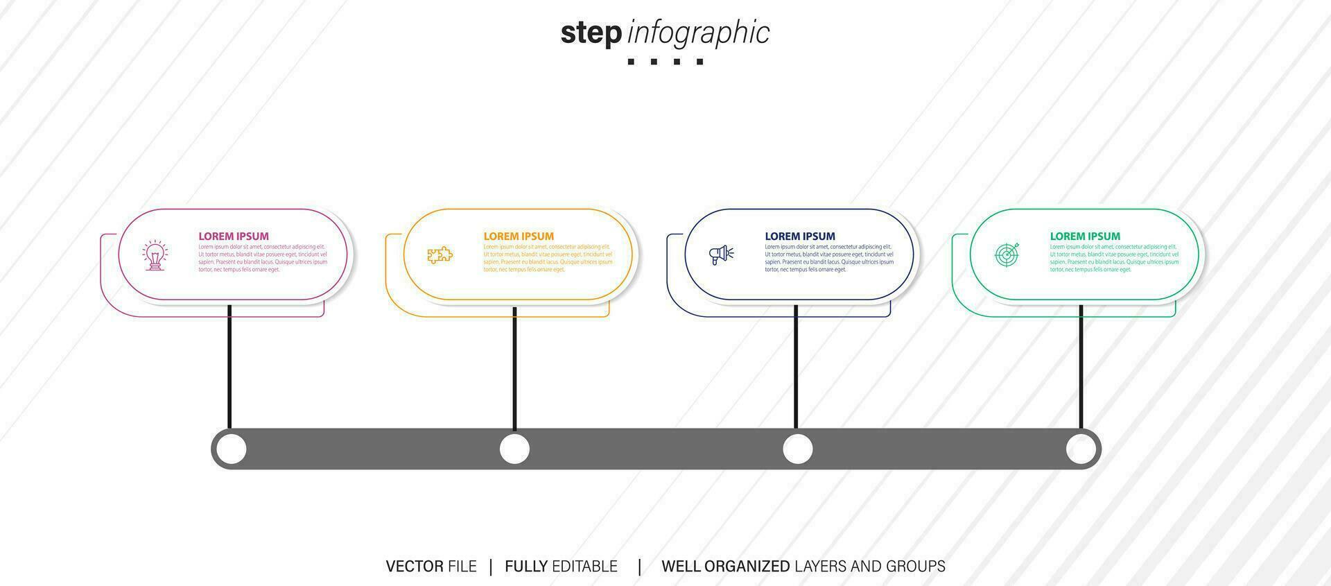 Business infographic design template with 4 options, steps or processes. Can be used for workflow layout, diagram, annual report, web design vector