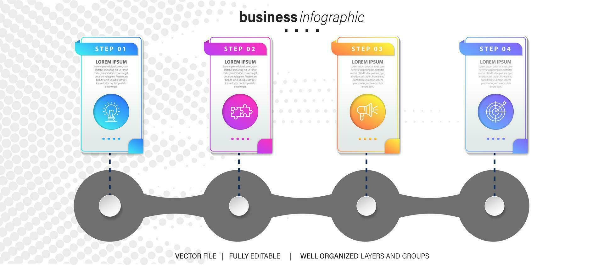circular layout diagram with 4 list of steps, circular layout diagram infographic element template vector