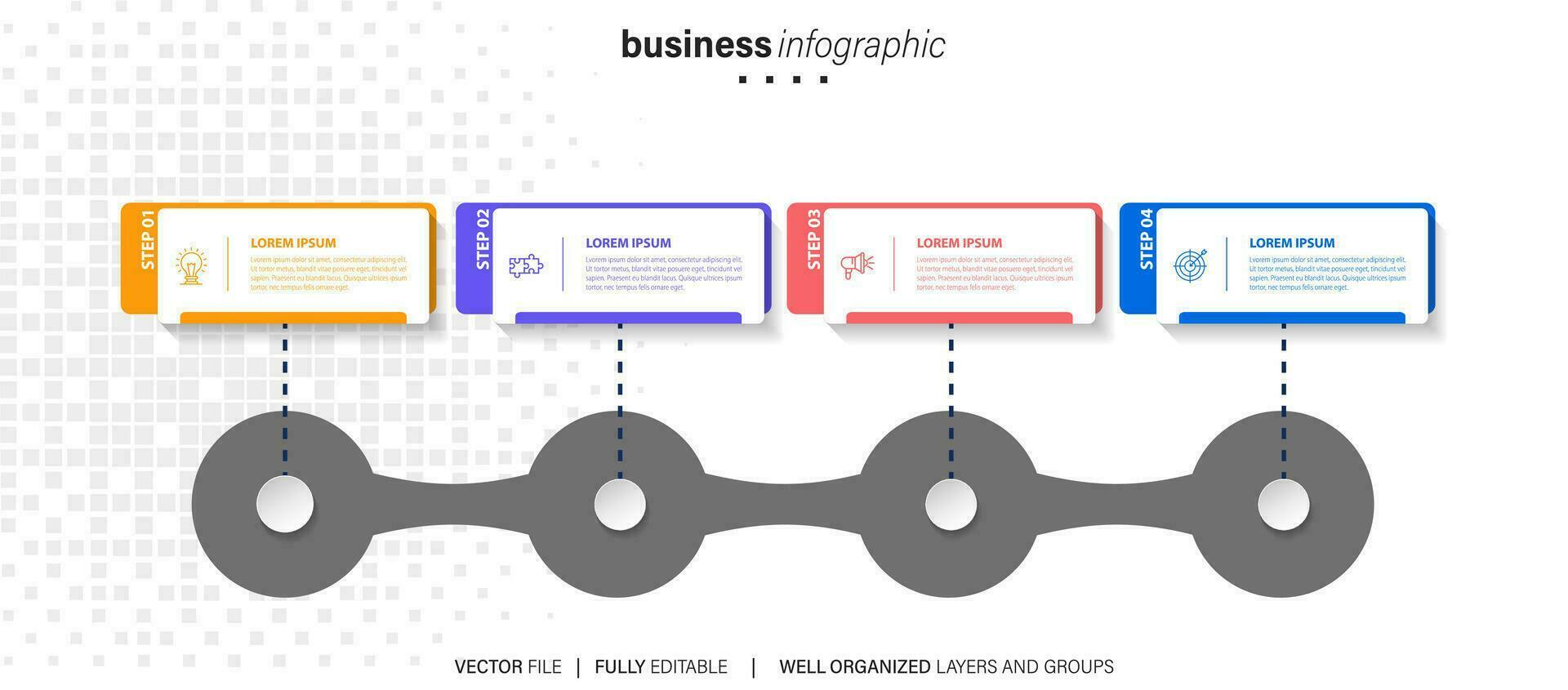 circular layout diagram with 4 list of steps, circular layout diagram infographic element template vector