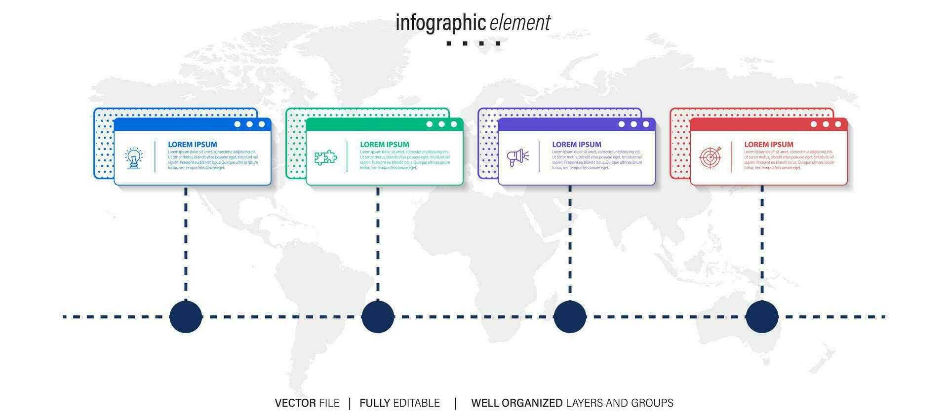 circular layout diagram with 4 list of steps, circular layout diagram infographic element template vector
