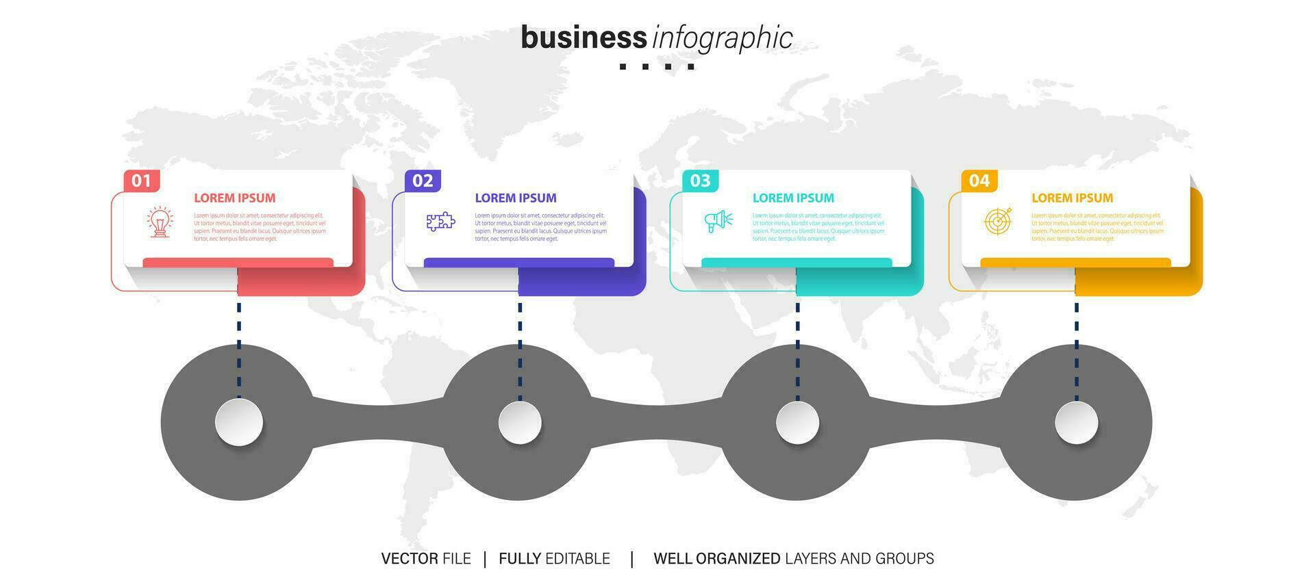 circular diseño diagrama con 4 4 lista de pasos, circular diseño diagrama infografía elemento modelo vector