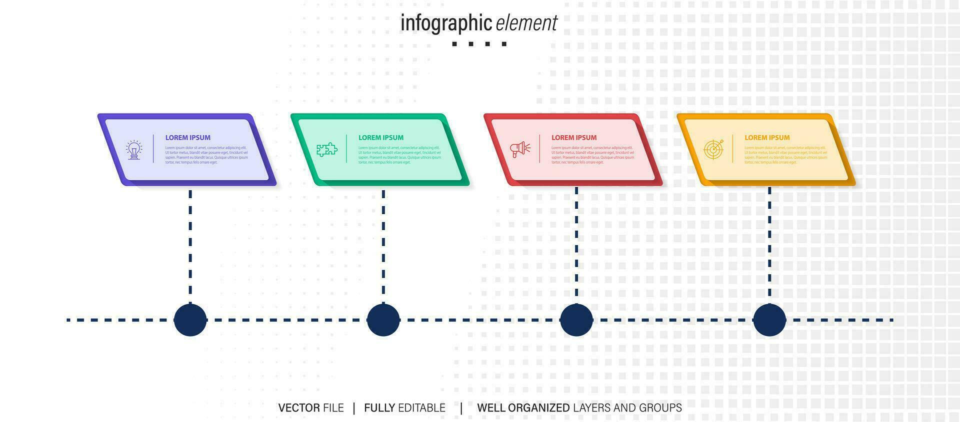 circular layout diagram with 4 list of steps, circular layout diagram infographic element template vector