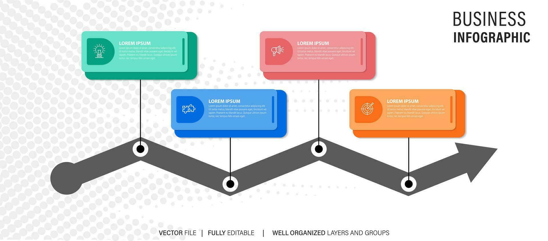 4 elements scheme, diagram. Four connected rounds. Infographic template. vector