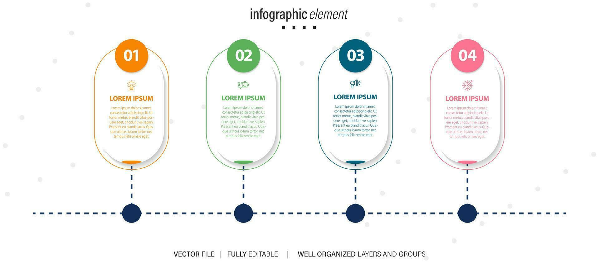 Timeline infographic design element and number options. Business concept with 4 steps. Can be used for workflow layout, diagram, annual report, web design. Vector business template for presentation.