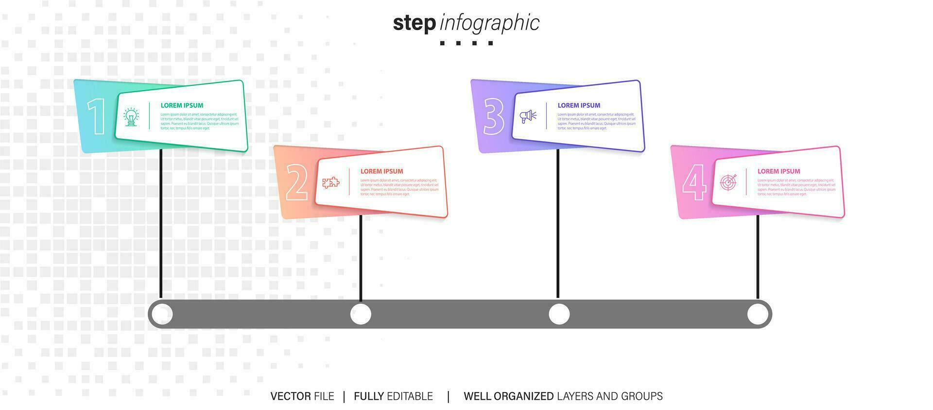 Timeline infographic design element and number options. Business concept with 4 steps. Can be used for workflow layout, diagram, annual report, web design. Vector business template for presentation.