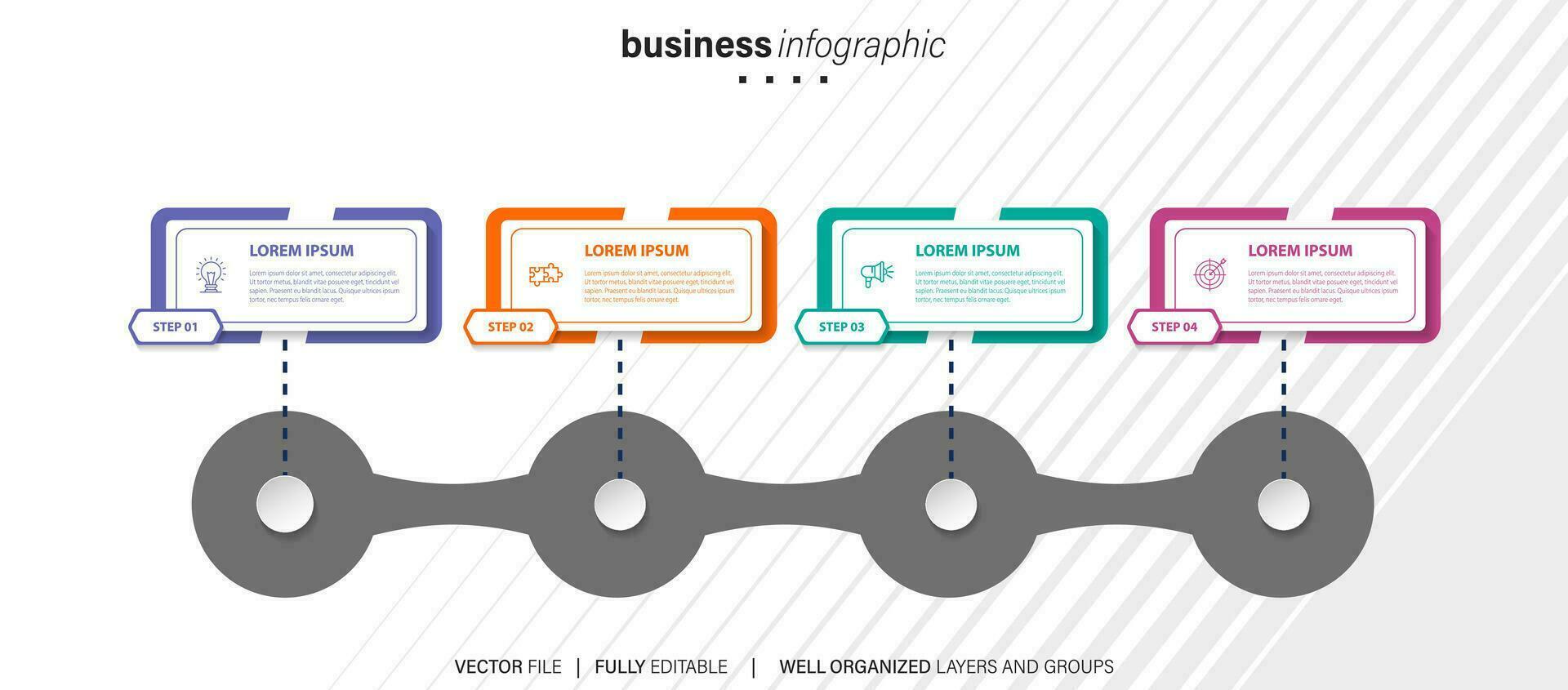 Timeline infographic design element and number options. Business concept with 4 steps. Can be used for workflow layout, diagram, annual report, web design. Vector business template for presentation.