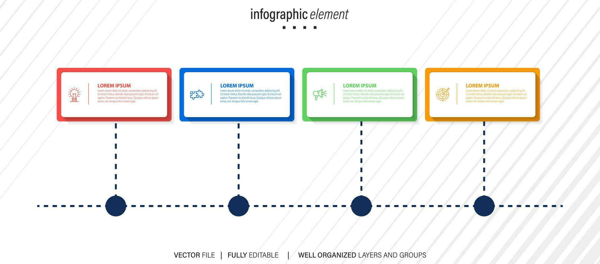 Timeline infographic design element and number options. Business concept with 4 steps. Can be used for workflow layout, diagram, annual report, web design. Vector business template for presentation.