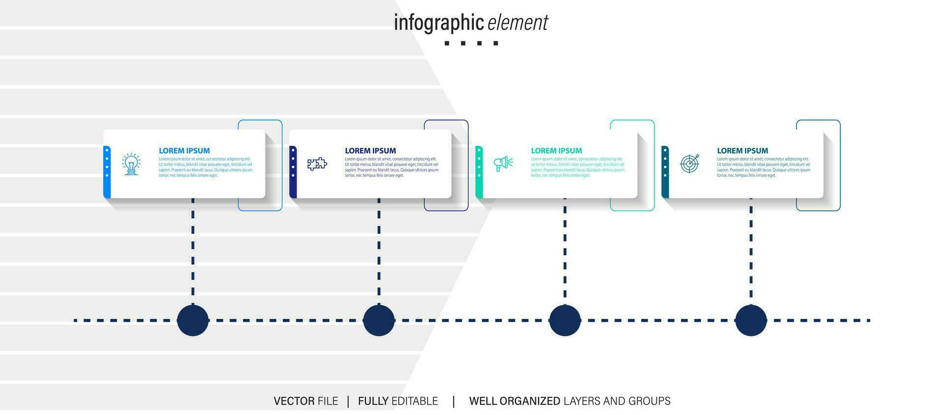 Timeline infographic design element and number options. Business concept with 4 steps. Can be used for workflow layout, diagram, annual report, web design. Vector business template for presentation.