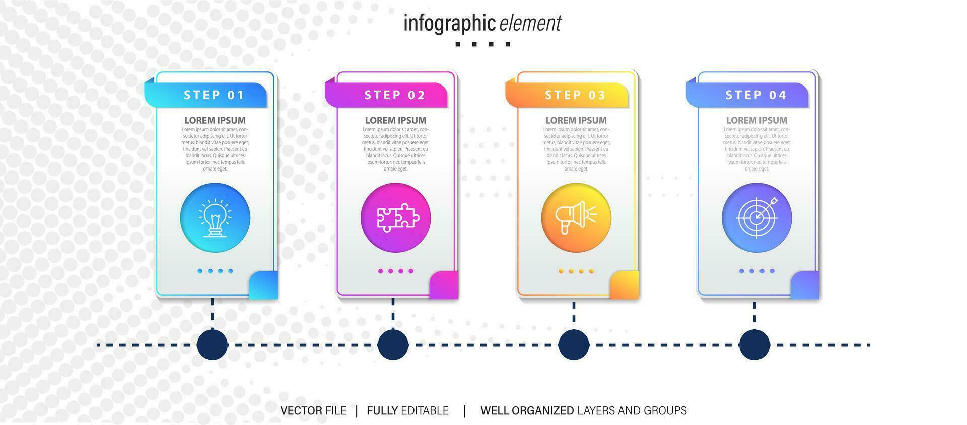Modern 3D infographic template with 4 steps. Business circle template with options for brochure, diagram, workflow, timeline, web design. Vector EPS 10