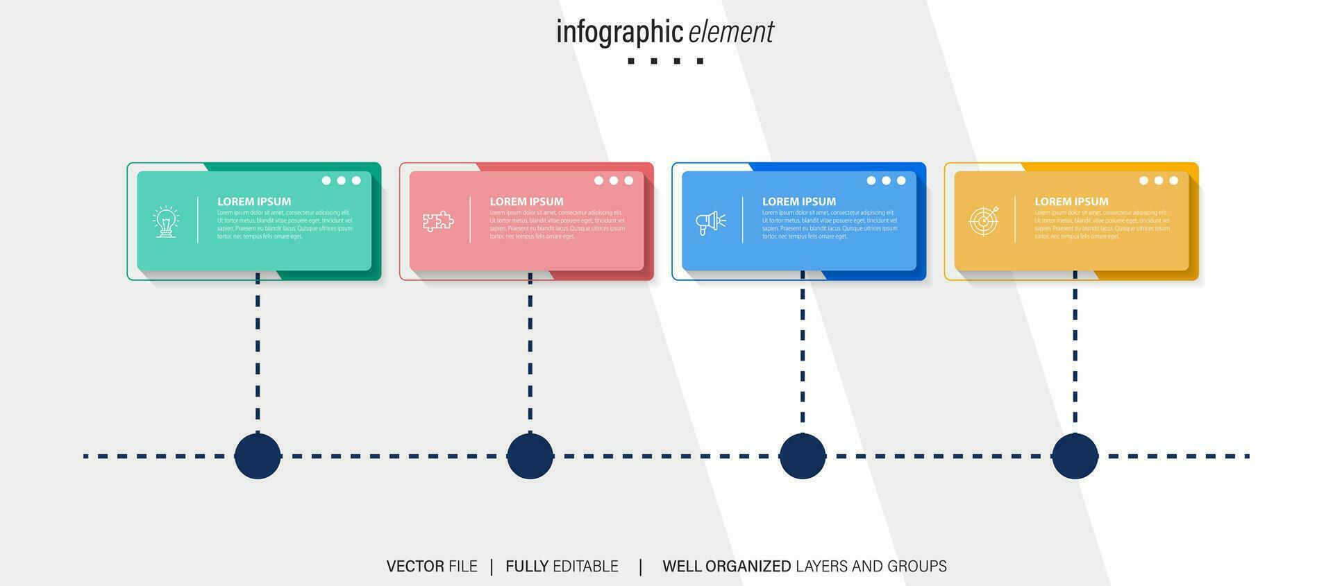 Modern 3D infographic template with 4 steps. Business circle template with options for brochure, diagram, workflow, timeline, web design. Vector EPS 10