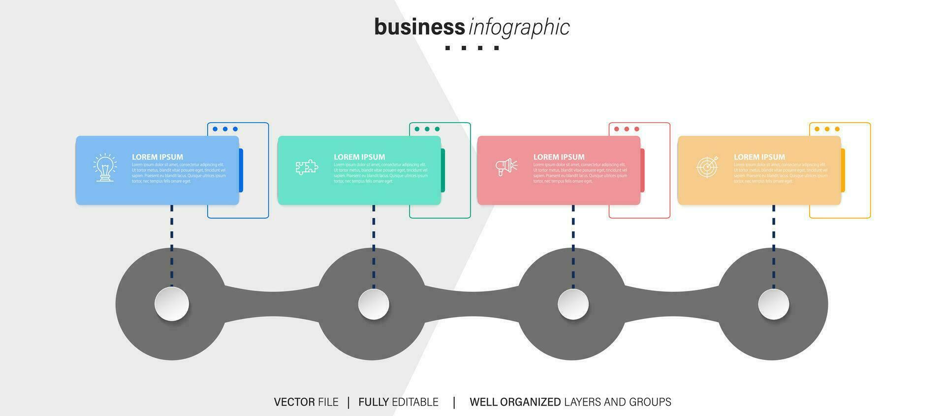 moderno 3d infografía modelo con 4 4 pasos. negocio circulo modelo con opciones para folleto, diagrama, flujo de trabajo, línea de tiempo, web diseño. vector eps 10