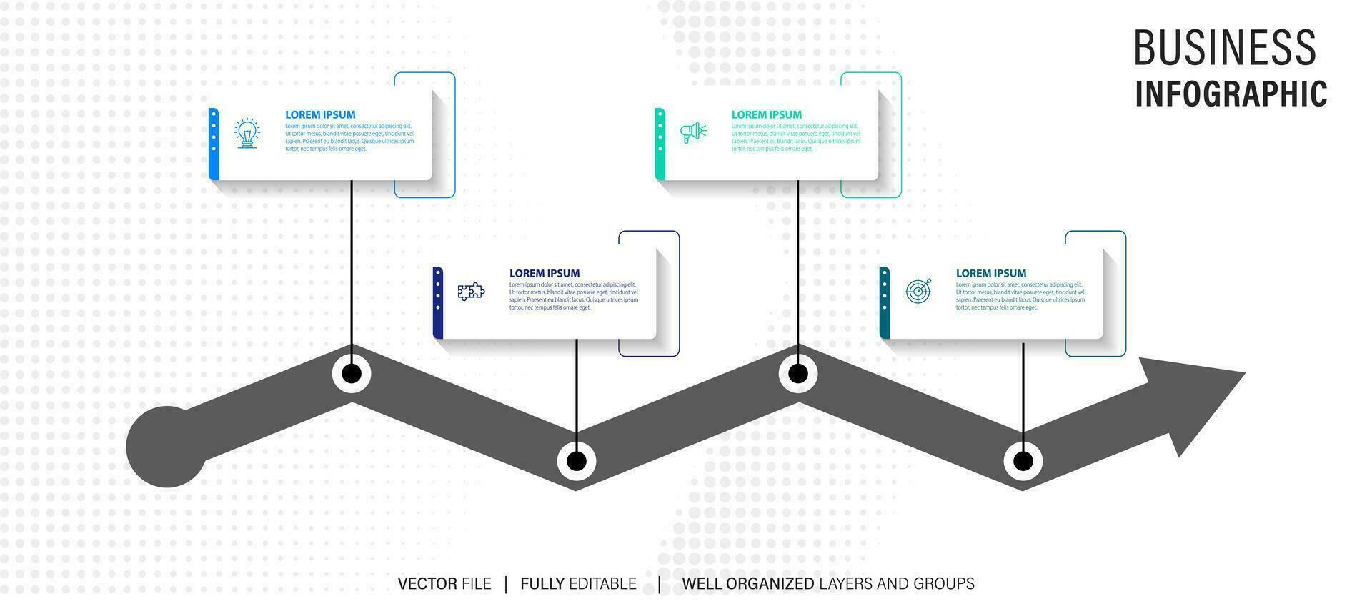 Timeline infographic design element and number options. Business concept with 4 steps. Can be used for workflow layout, diagram, annual report, web design. Vector business template for presentation.