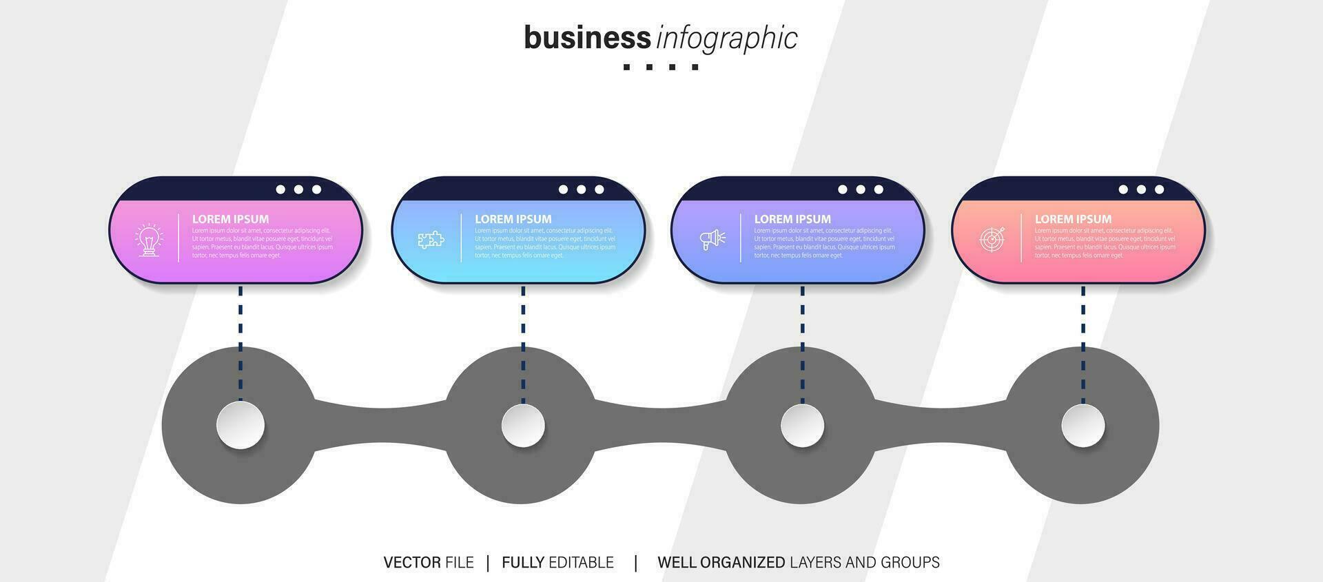 Modern 3D infographic template with 4 steps. Business circle template with options for brochure, diagram, workflow, timeline, web design. Vector EPS 10