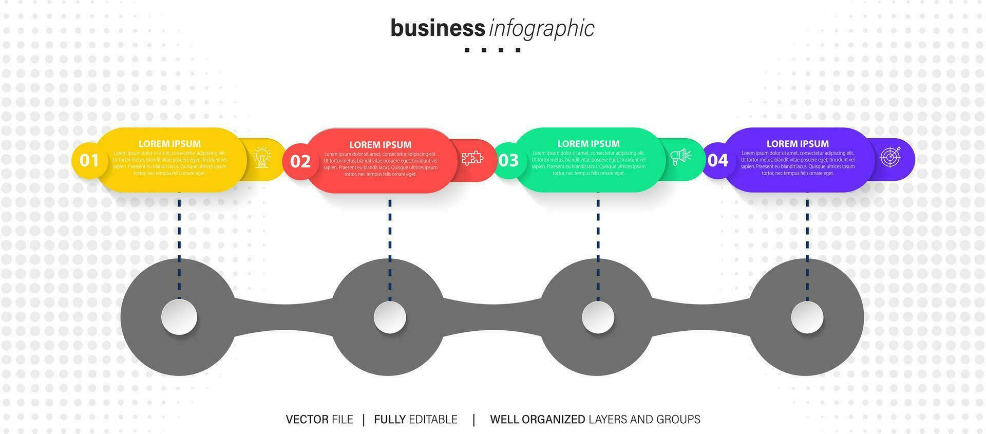 gráfico cronograma infografía modelo o elemento con 4 4 proyecto, proceso, paso, opción, vistoso bar, flecha, mínimo, moderno estilo para rebaja deslizar, planificador, flujo de trabajo, mapa vial, web vector