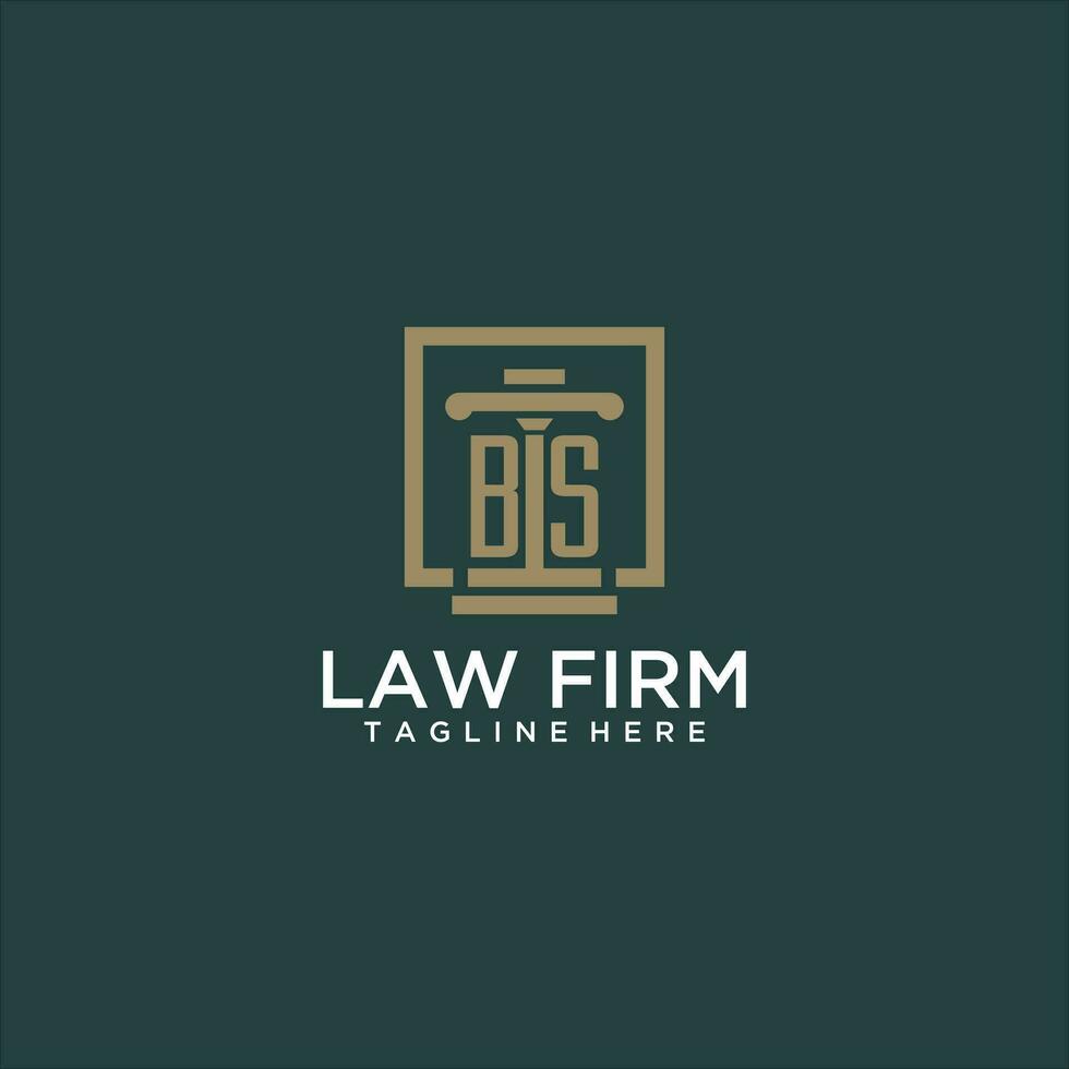 BS initial monogram logo for lawfirm with pillar design in creative square vector