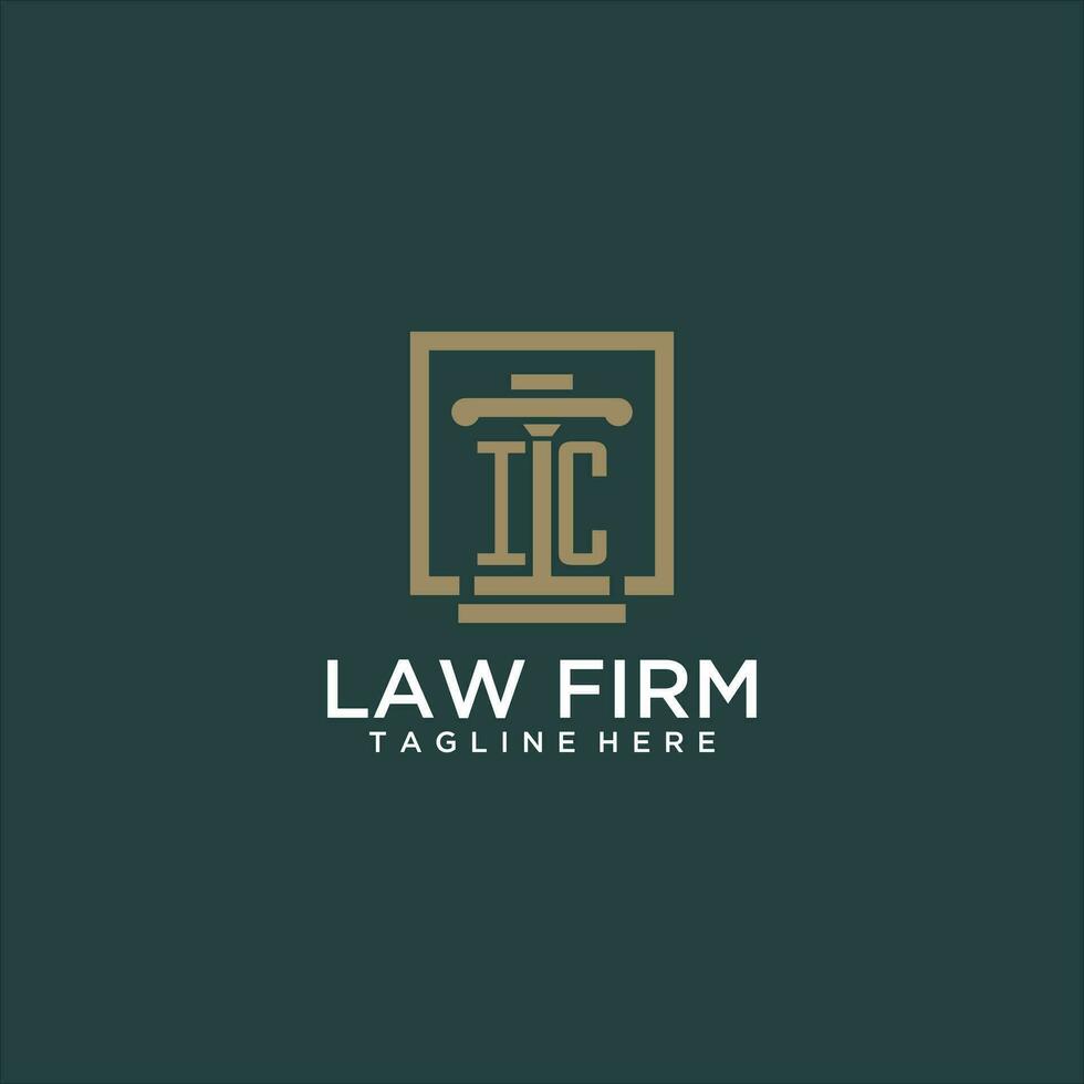 IC initial monogram logo for lawfirm with pillar design in creative square vector