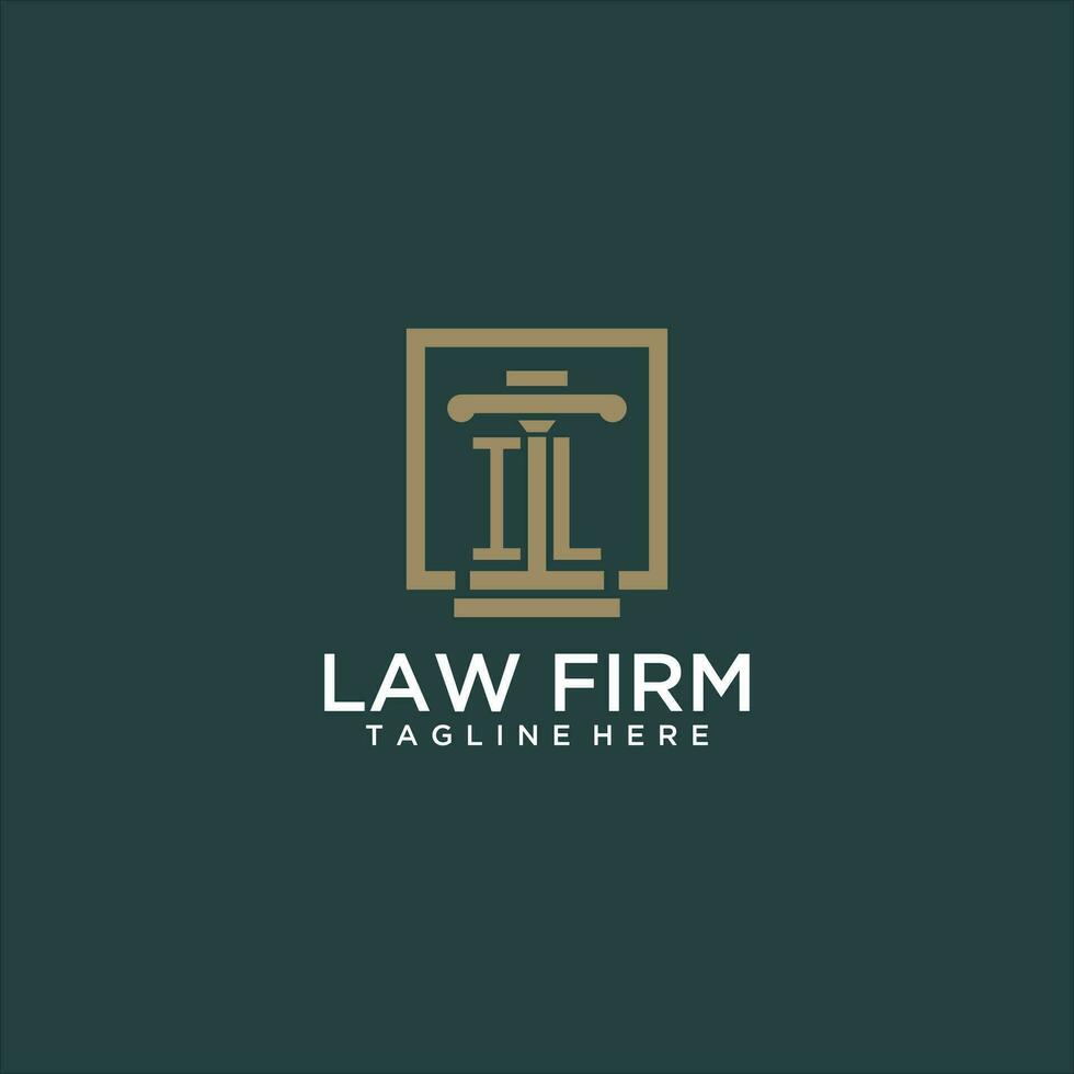 IL initial monogram logo for lawfirm with pillar design in creative square vector