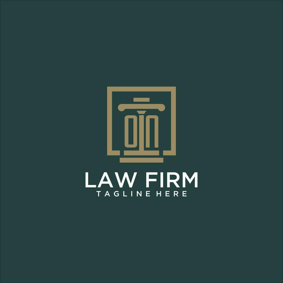 ON initial monogram logo for lawfirm with pillar design in creative square vector