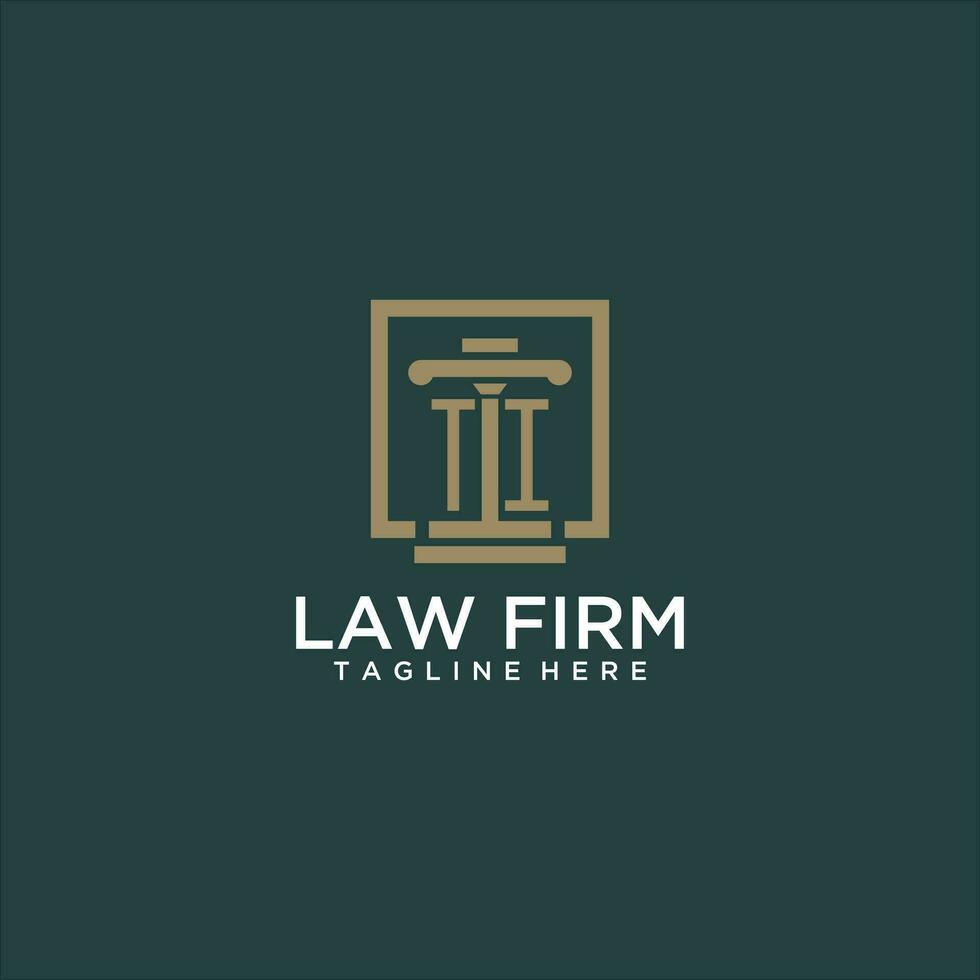 TI initial monogram logo for lawfirm with pillar design in creative square vector