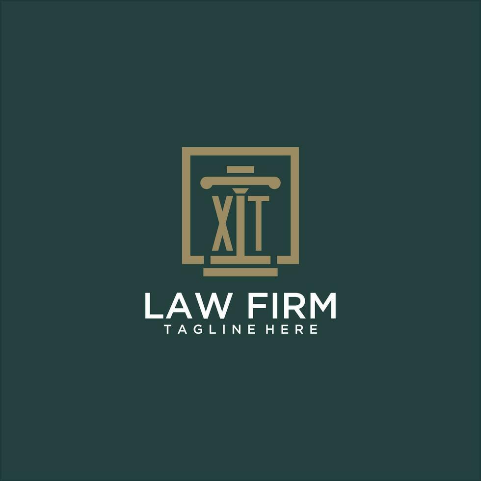 XT initial monogram logo for lawfirm with pillar design in creative square vector