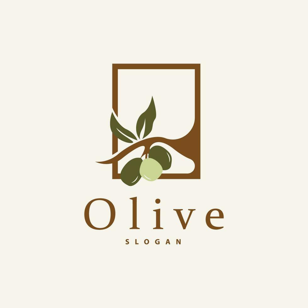 Olive Oil Logo Premium Design Fresh Plant Garden Simple Minimalist Templet Symbol Illustration vector