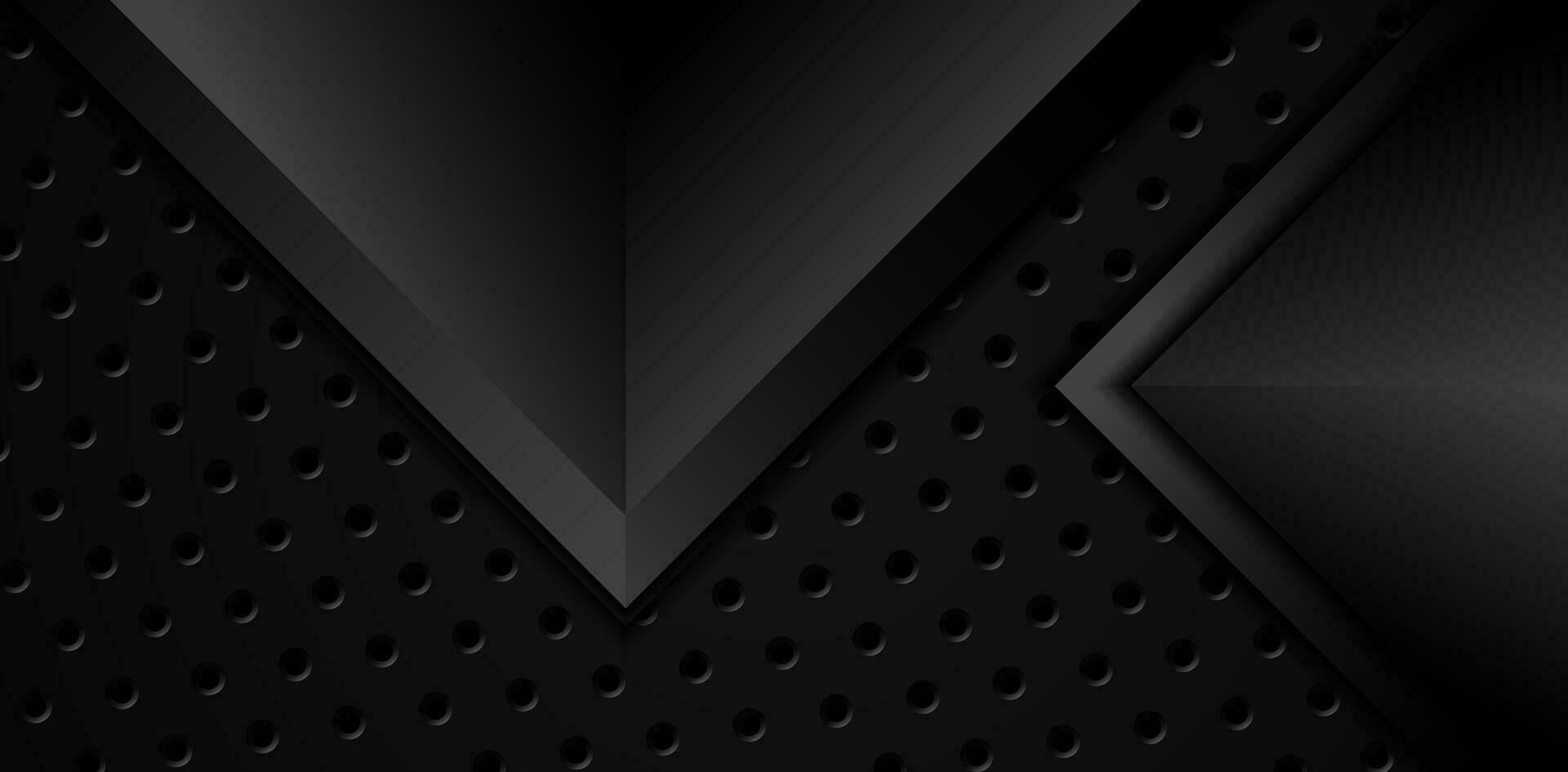 black metallic triangle geometric elements overlap on  honeycomb steel mesh template modern design premium vector illustration abstract background