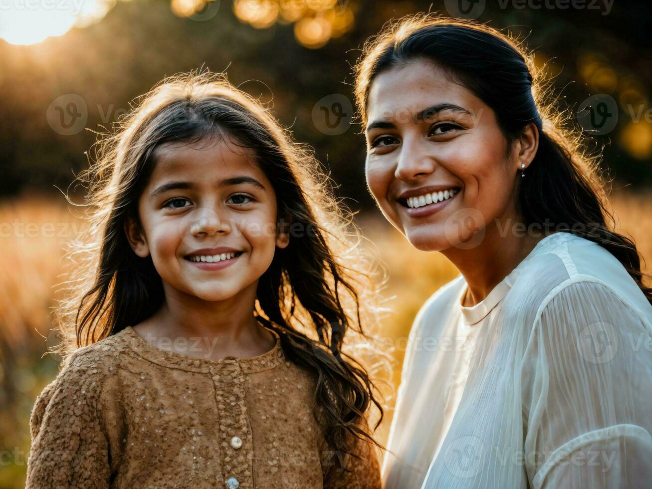 photo of happy family mother and daughter, generative AI