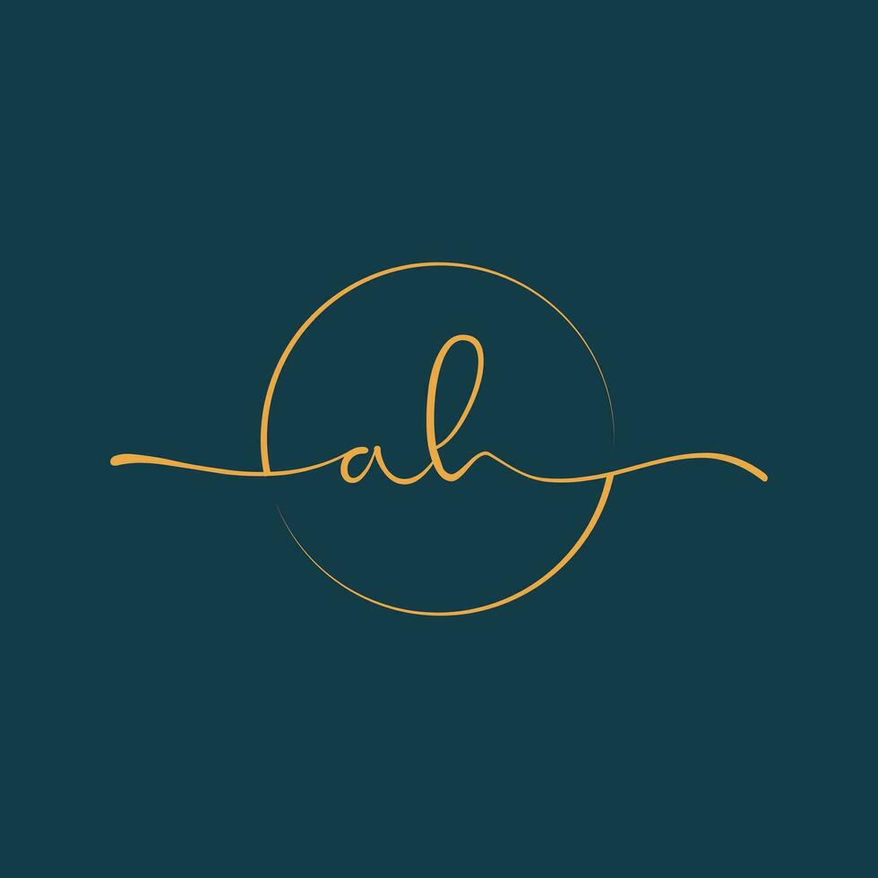 AH Signature initial logo template vector ,Signature Logotype