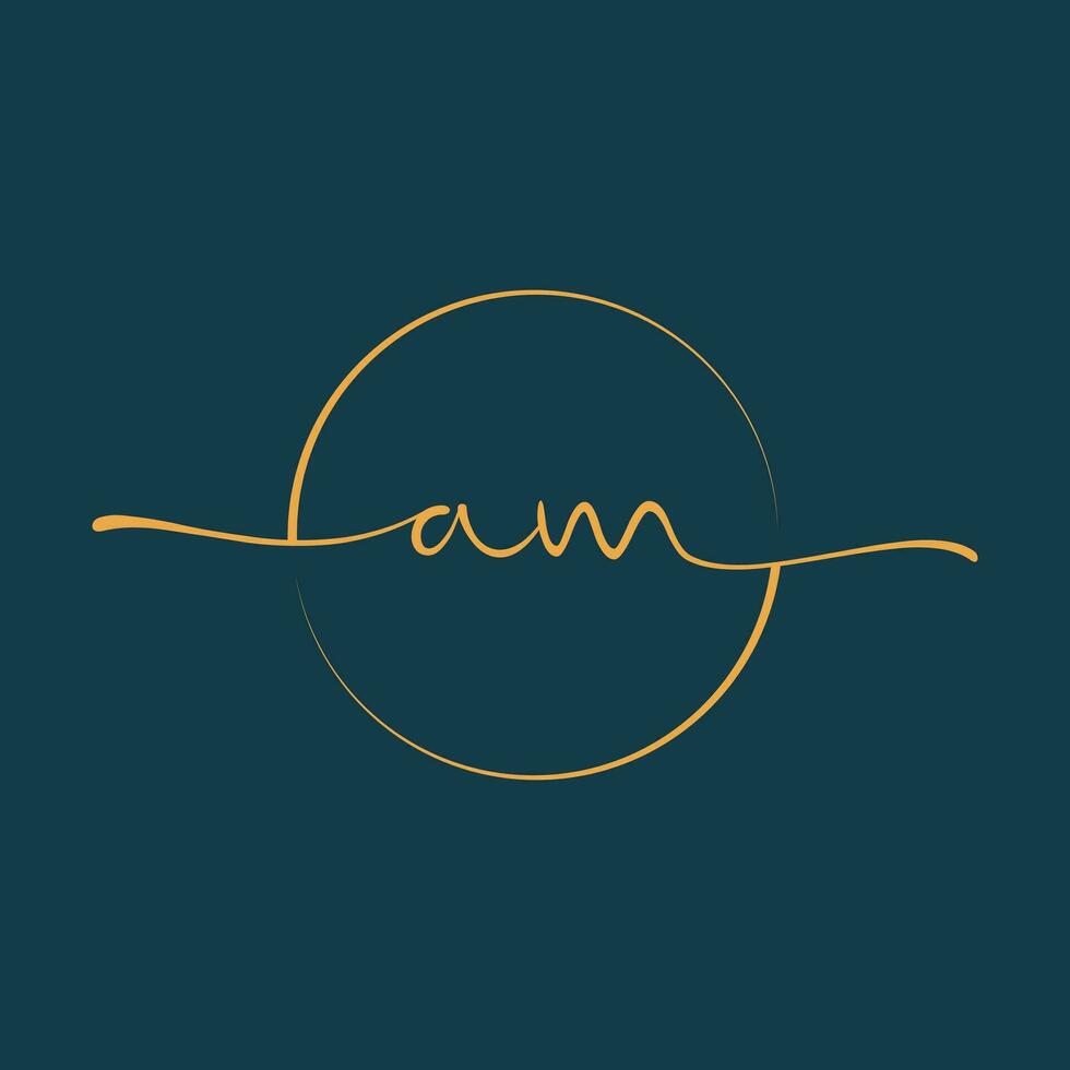 AM Signature initial logo template vector ,Signature Logotype