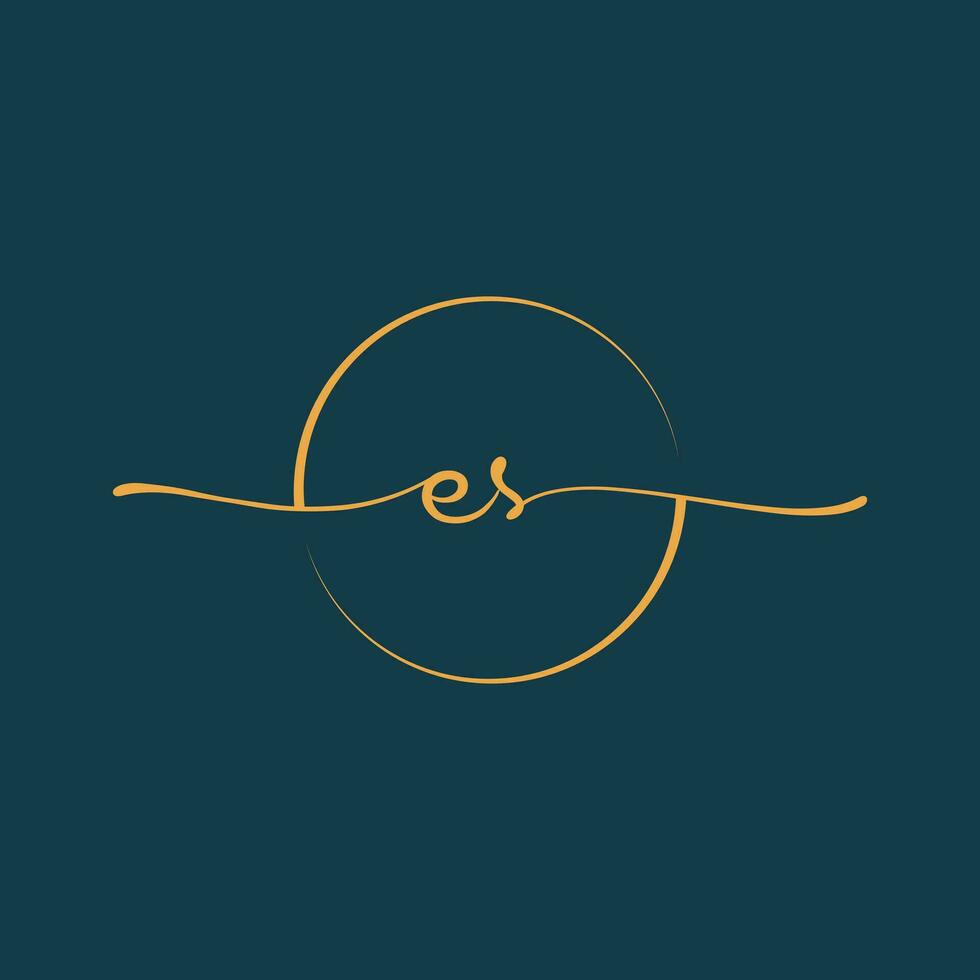 ES Signature initial logo template vector ,Signature Logotype