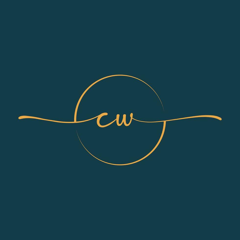 CW Signature initial logo template vector ,Signature Logotype