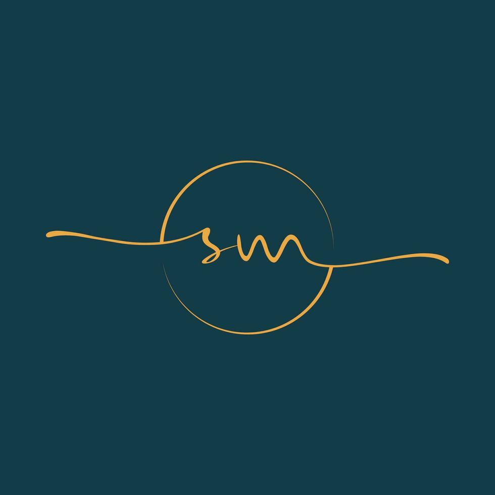 SM Signature initial logo template vector ,Signature Logotype