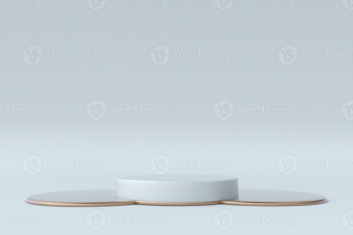 3D white background with geometric round podium, stand, pedestal. Trendy graphic design. Golden elements, minimal shapes photo