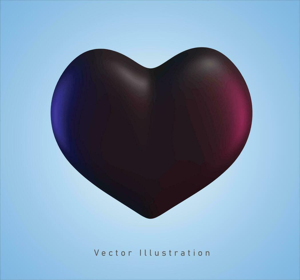 negro amor firmar en 3d vector ilustración