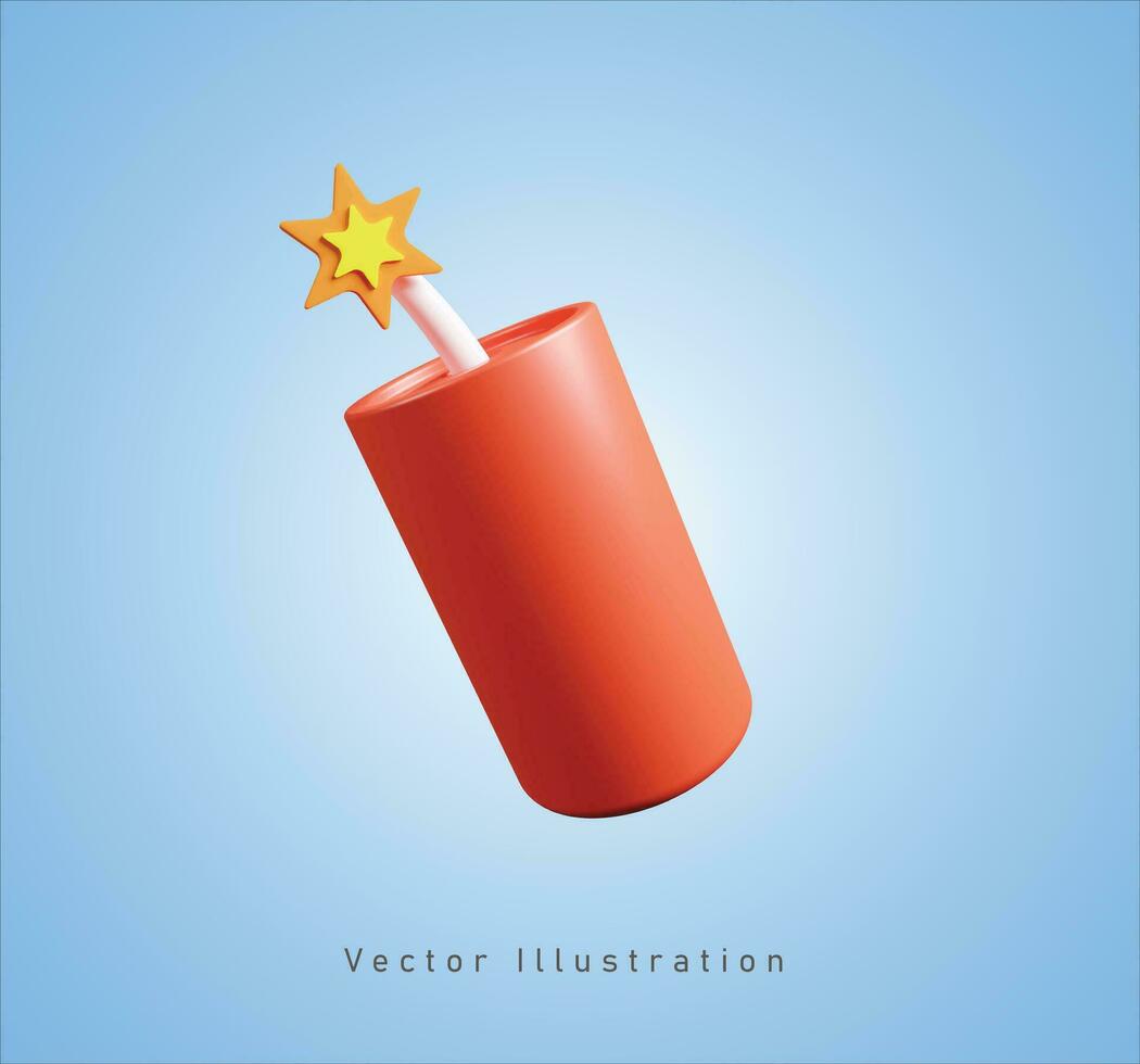 rojo dinamitar en 3d vector ilustración