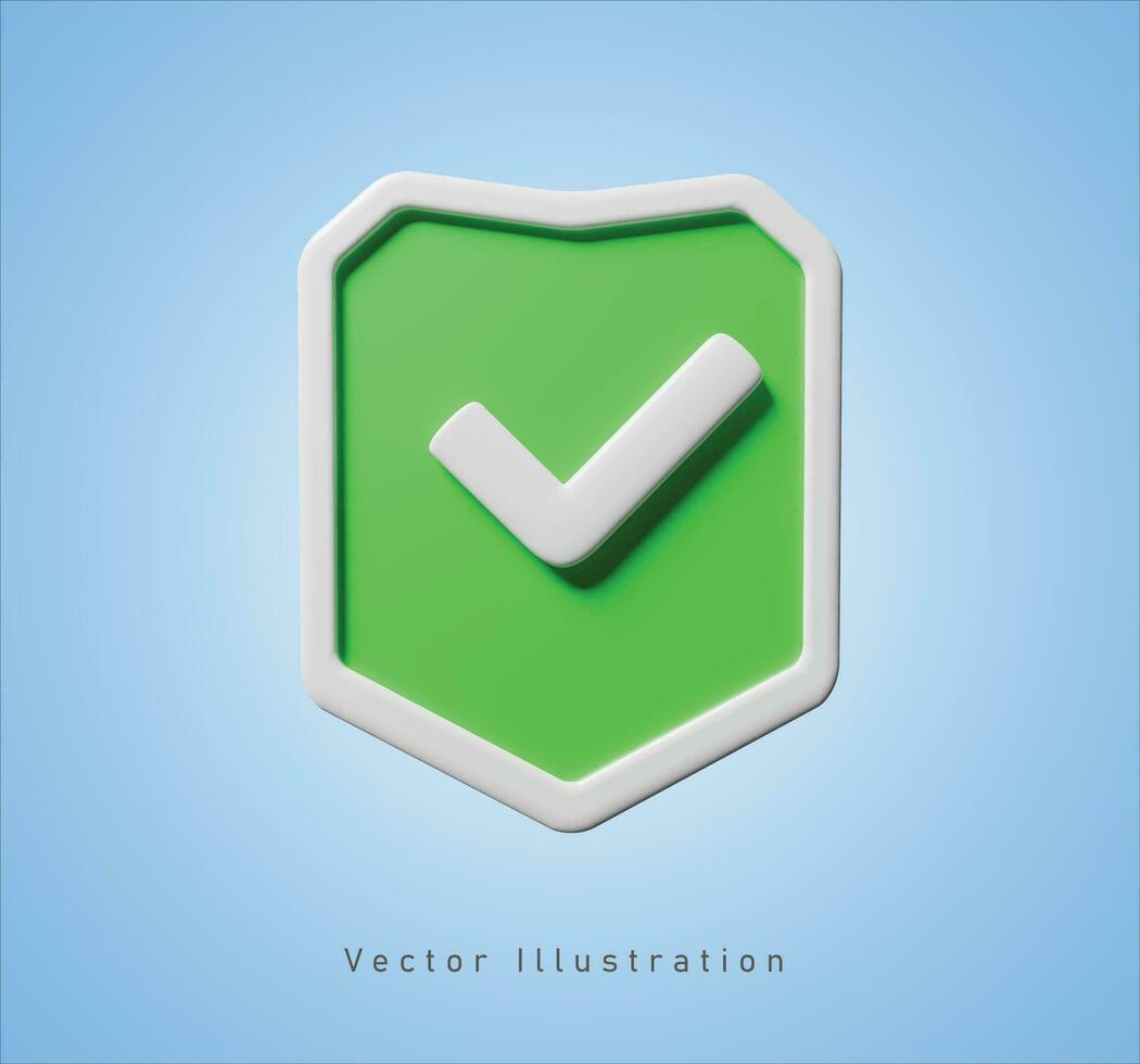 safety shield sign in 3d vector illustration