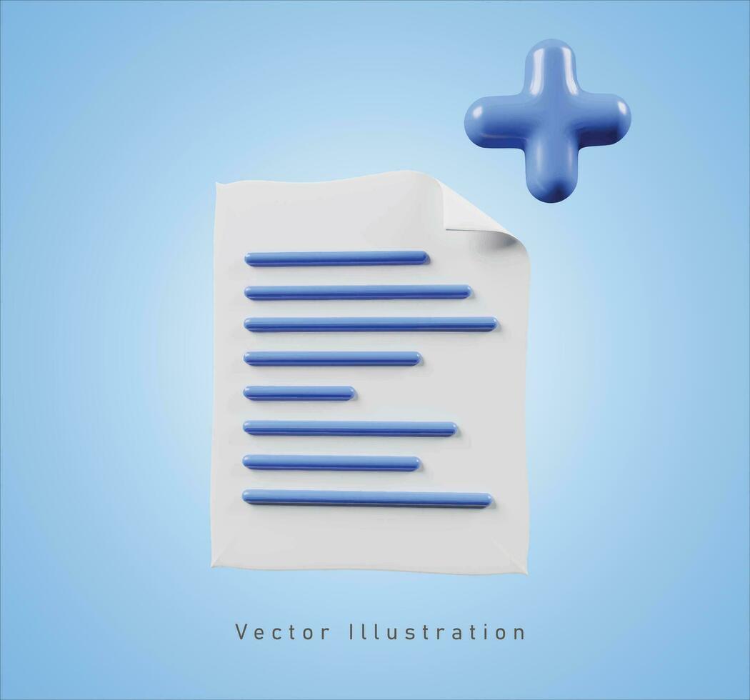 añadir documento firmar en 3d vector ilustración