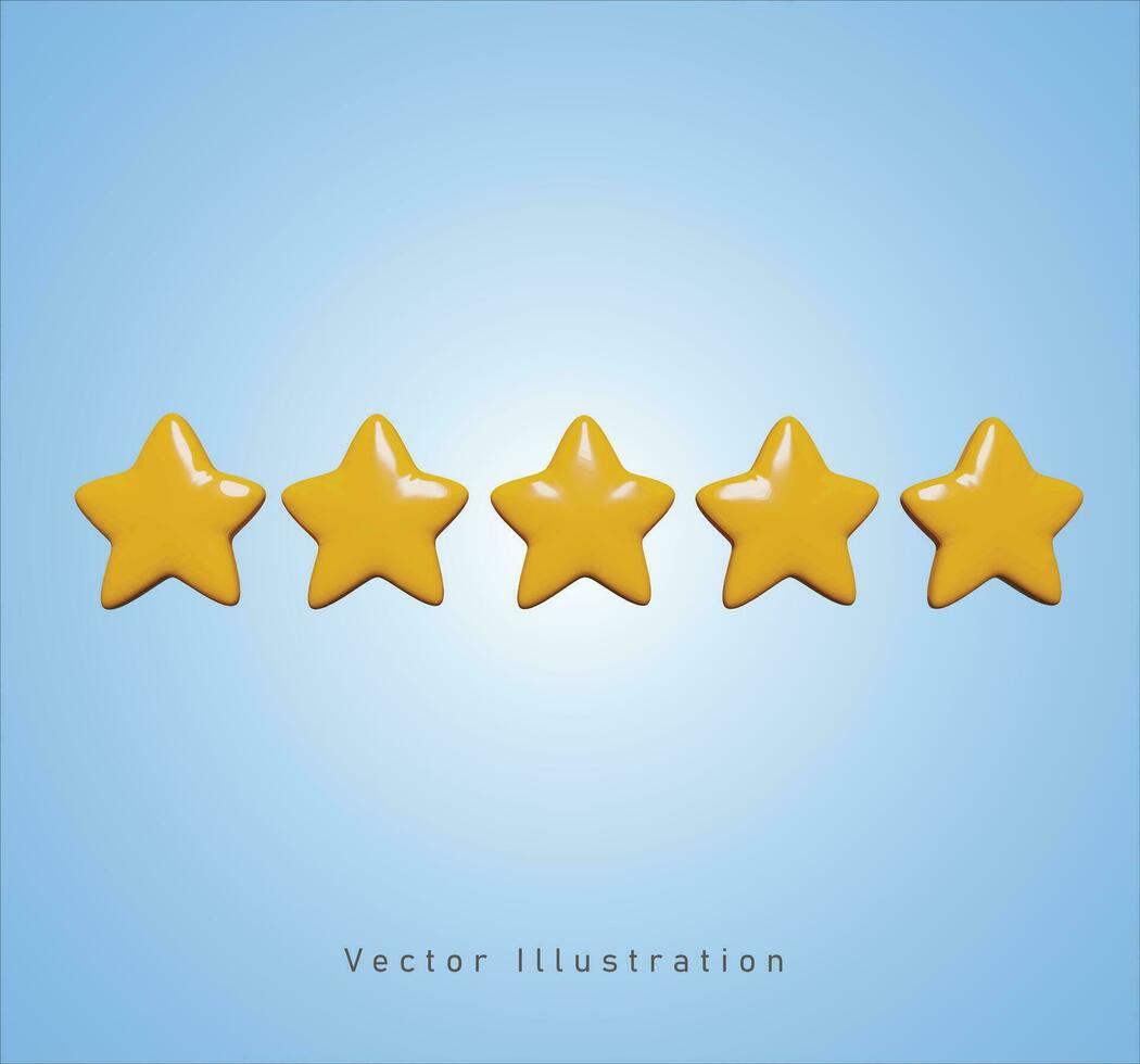 five star in 3d vector illustration