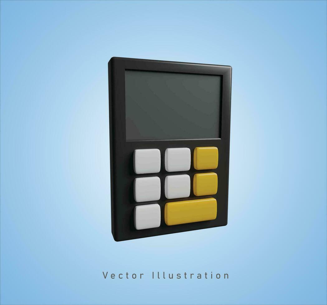 black calculator in 3d vector illustration