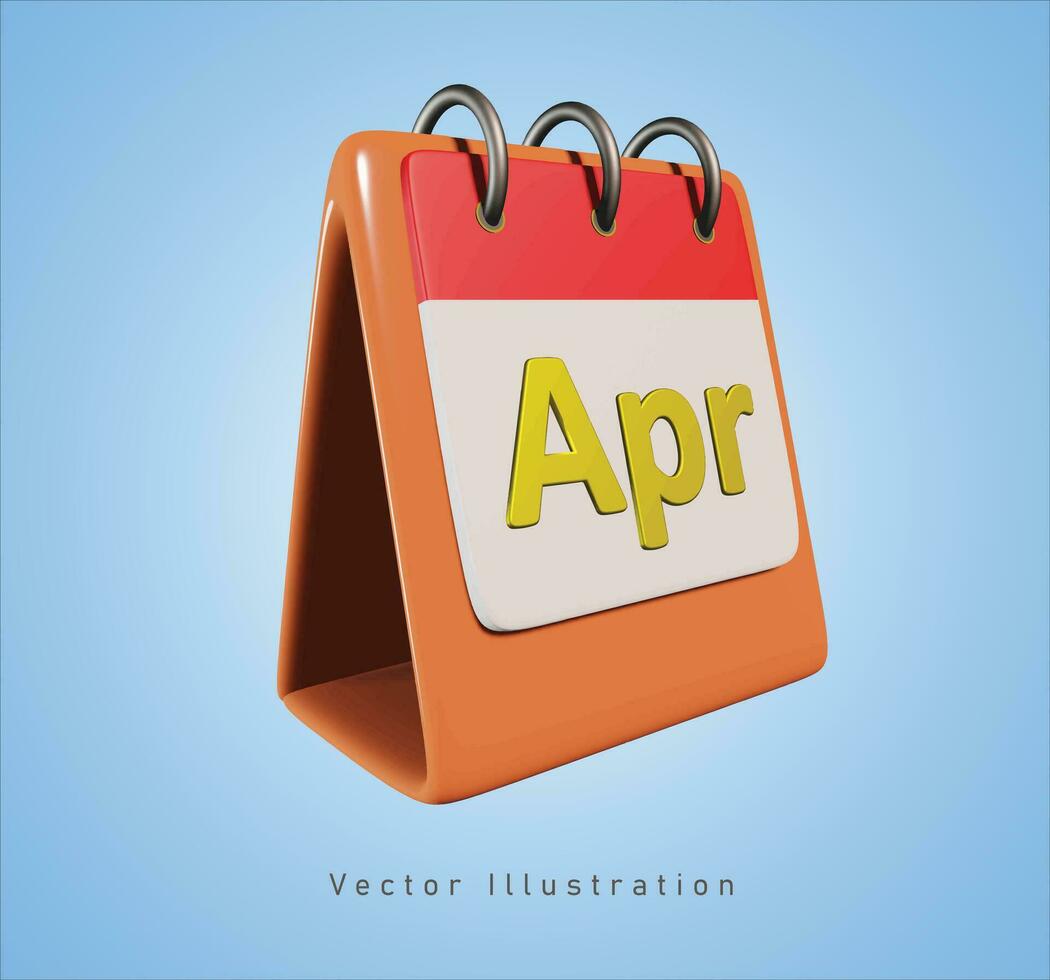 abril calendario firmar en 3dvector ilustración vector