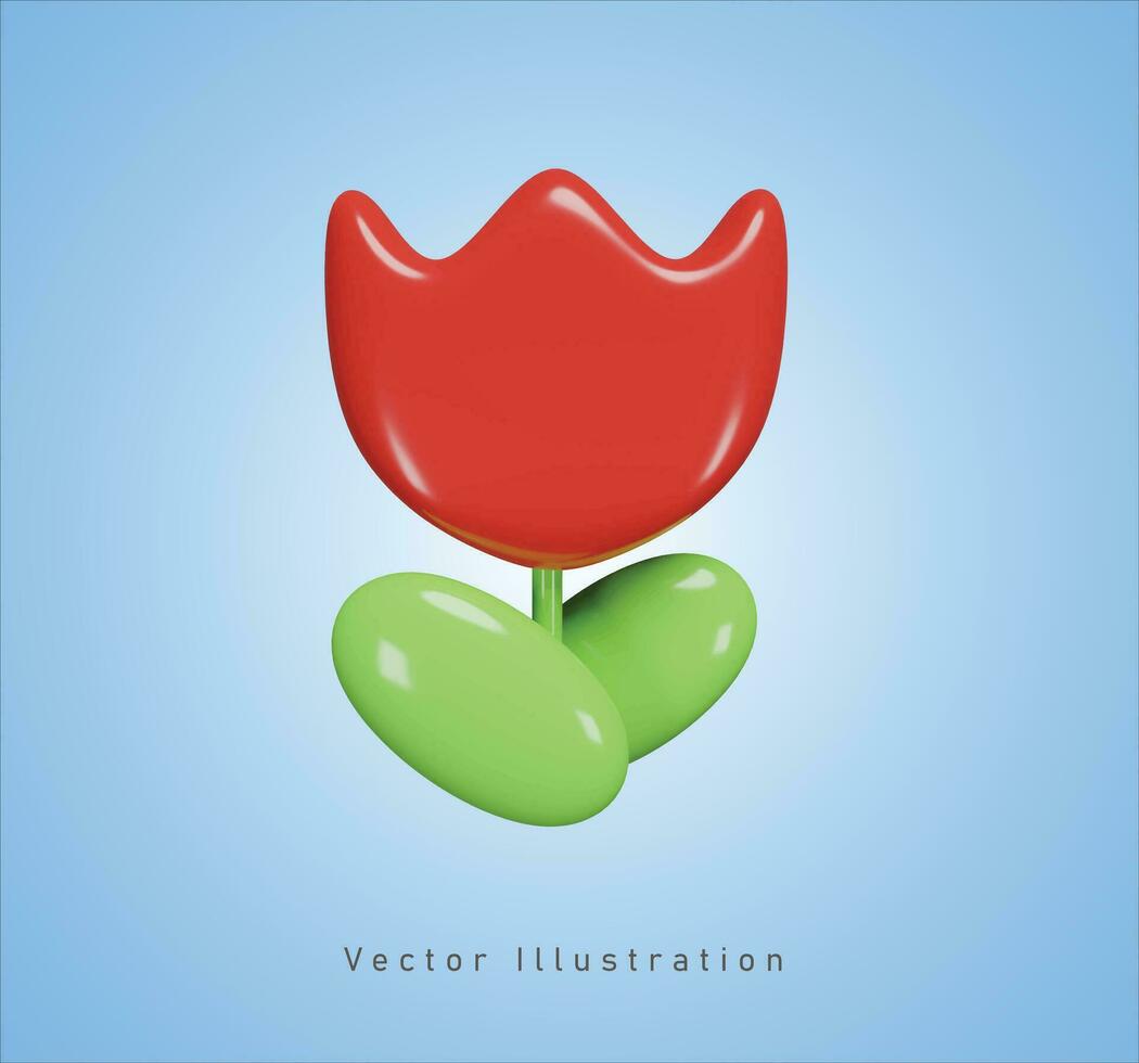 cute flower in 3d vector illustration